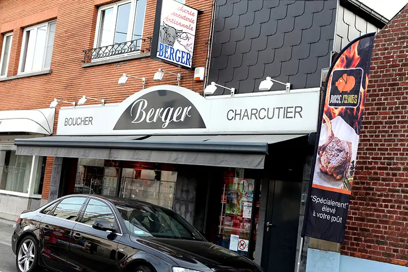 La façade de la Boucherie Berger, rue Edmond Laffineur